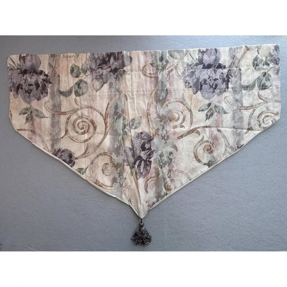 3 Vintage Croscill Chambord Cassis Purple Amethyst Lined Ascot Tassel Valances